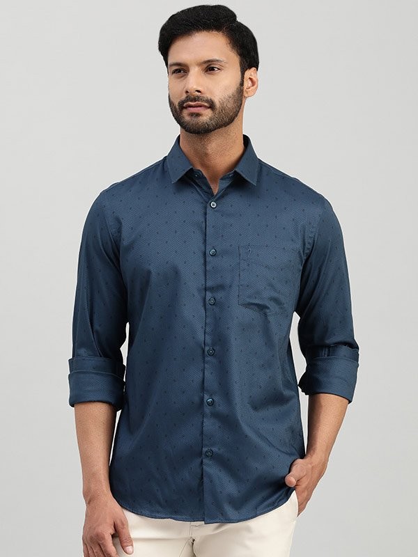 Constructed Printed Cotton Blend Shirt
